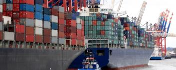 containership in harbour loaded