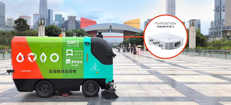 The Vision-RTK 2 positioning sensor developed by Fixposition is to be integrated in the Guangpo autonomous street sweeper. Image credit: Fixposition