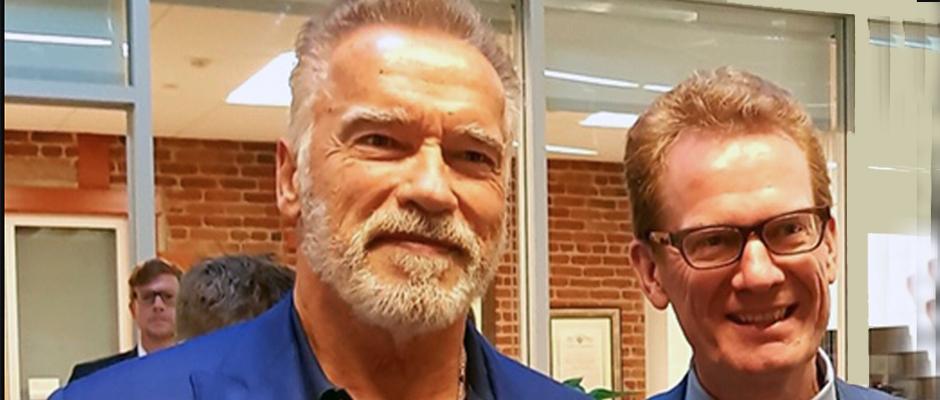 Arnold and Christian Schwarzenegger are forging a new alliance for sustainability in finance. Image Credit: UZH