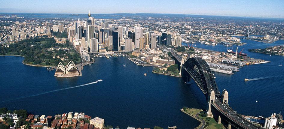 Blick auf den Binnenhafen von Sydney