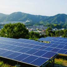 Solar panels in rural area in Japan