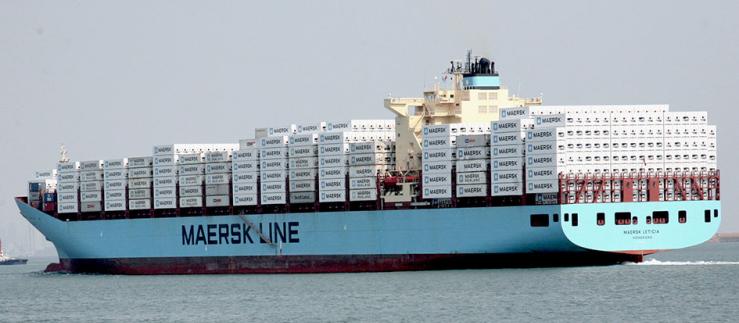 A.P. Moller-Maersk plans to power its ships with methanol in the future. Image credit: Maersk Line, CC BY-SA 2.0 via Wikimedia Commons