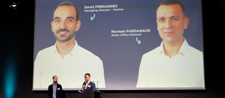 David Fernandez, Managing Director et Partner d’OPEO, et Norman Pardanaud, Swiss Office Director, en marge de l’événement de lancement officiel de la première filiale internationale d’OPEO à Lausanne.