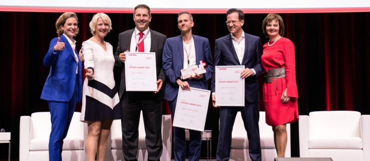 Le gagnant et les finalistes de l'Export Award 2023 lors de la cérémonie de remise des prix à Lausanne