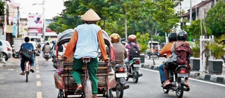 Various motorcycles in Vietnamese traffic situation