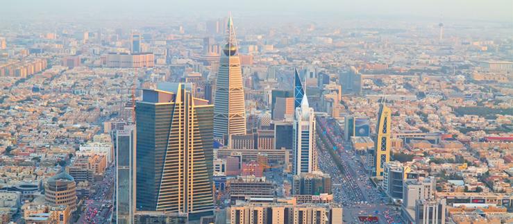 Luftansicht des Stadtzentrums in Riad, Saudi-Arabien