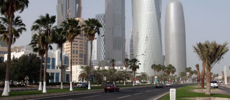 Skyline of Doha, capital of Qatar.