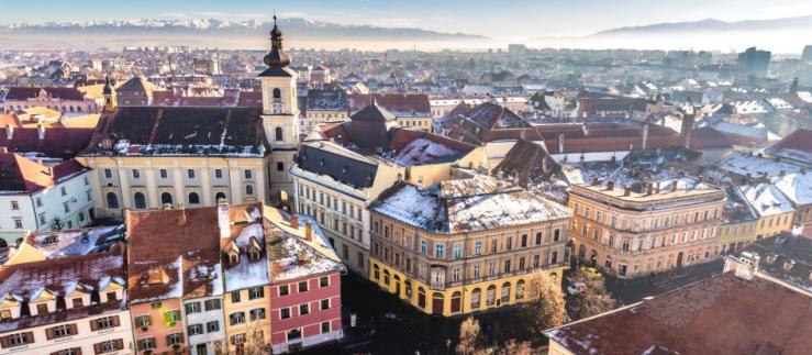 Overview of Sibiu, Transylvania, Romania