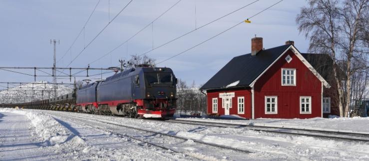 Swedish train on tracks