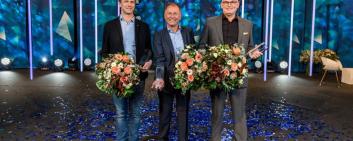 Die Sieger des Aargauer Unternehmenspreises 2022, Patrick Suter von der Erne Holzbau , Peter Schmidt von der SwissBeam AG und Lukas Bättig, Bütler Elektro. 