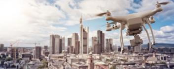 Drone over Frankfurt Skyline