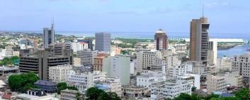 Panorama su una città delle Mauritius