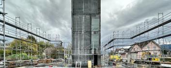An apartment building is being built in Widnau using the OPENLY construction system. Image credit: OPENLY