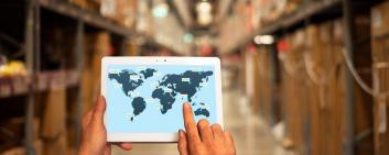 catena di distribuzione globale su un tablet
