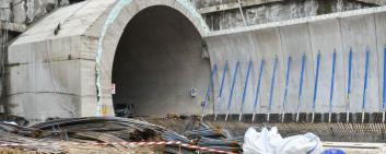 A tunnel entrance under construction.