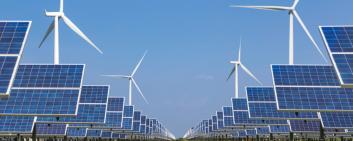 Fotovoltaik-Solarpanel und Windturbinen