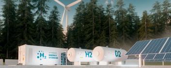 stoccaggio dell'energia dell'idrogeno da fonti rinnovabili turbine eoliche e fotovoltaiche